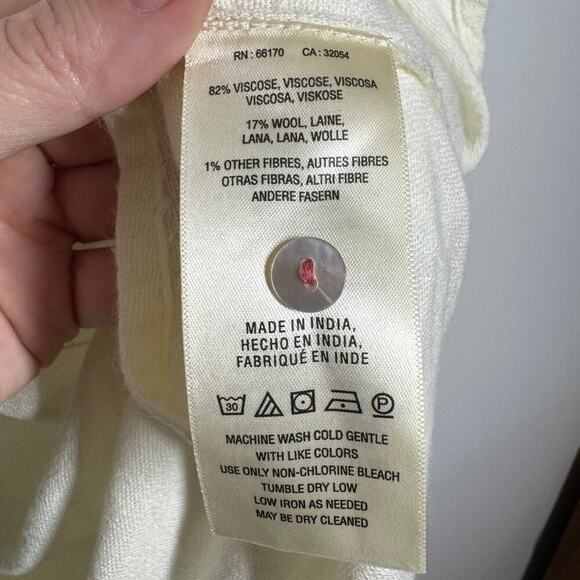 Maeve Top Women Size 16 Cream Embroidery Plus Size Wool Western Boho Collared - Picture 6 of 6